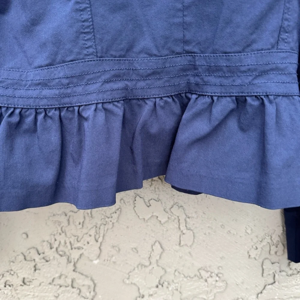 Westport Navy Ruffle Peplum jacket Open Front Stretch size XL - Picture 10 of 15